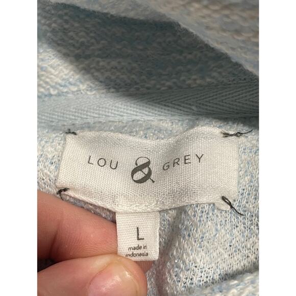 Lou & Grey Sweater Women's Large Cowl Neck Pullover Light Blue Kangaroo Pocket - Picture 9 of 11